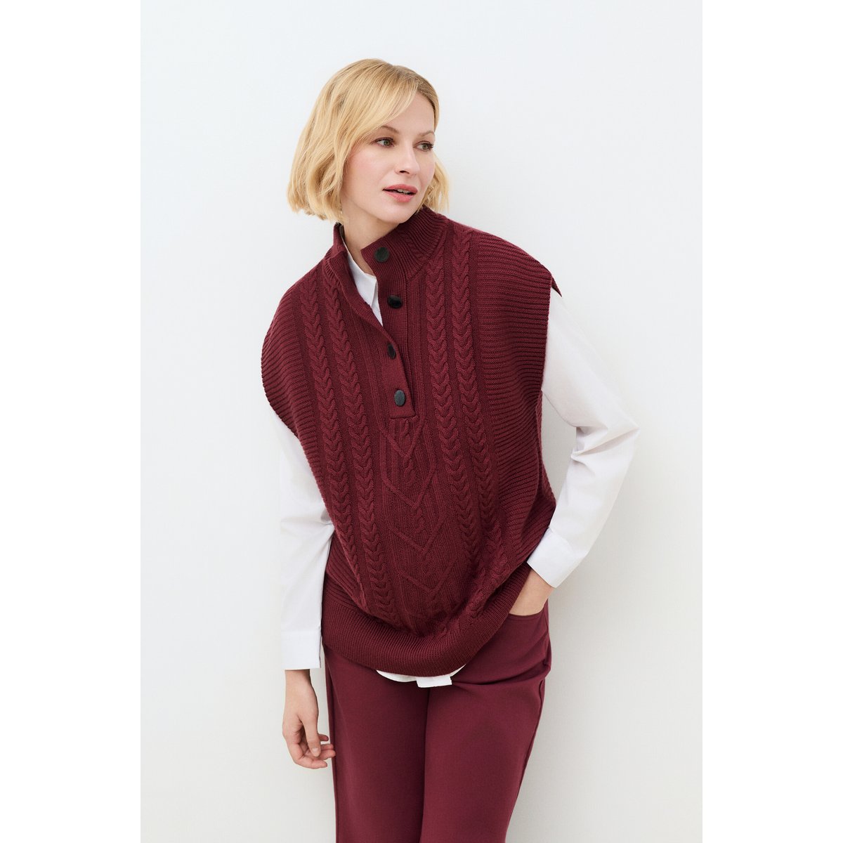 Pull large long col montant MVILEM bordeaux, CAROLL