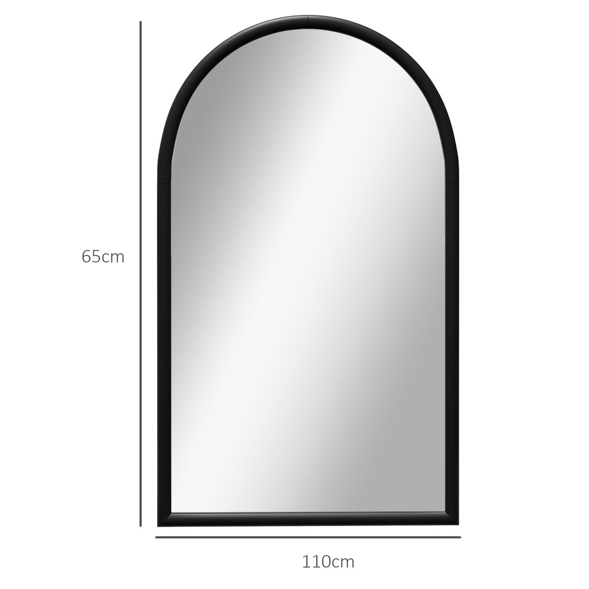 Miroir mural Verre Noir noir, HOMCOM