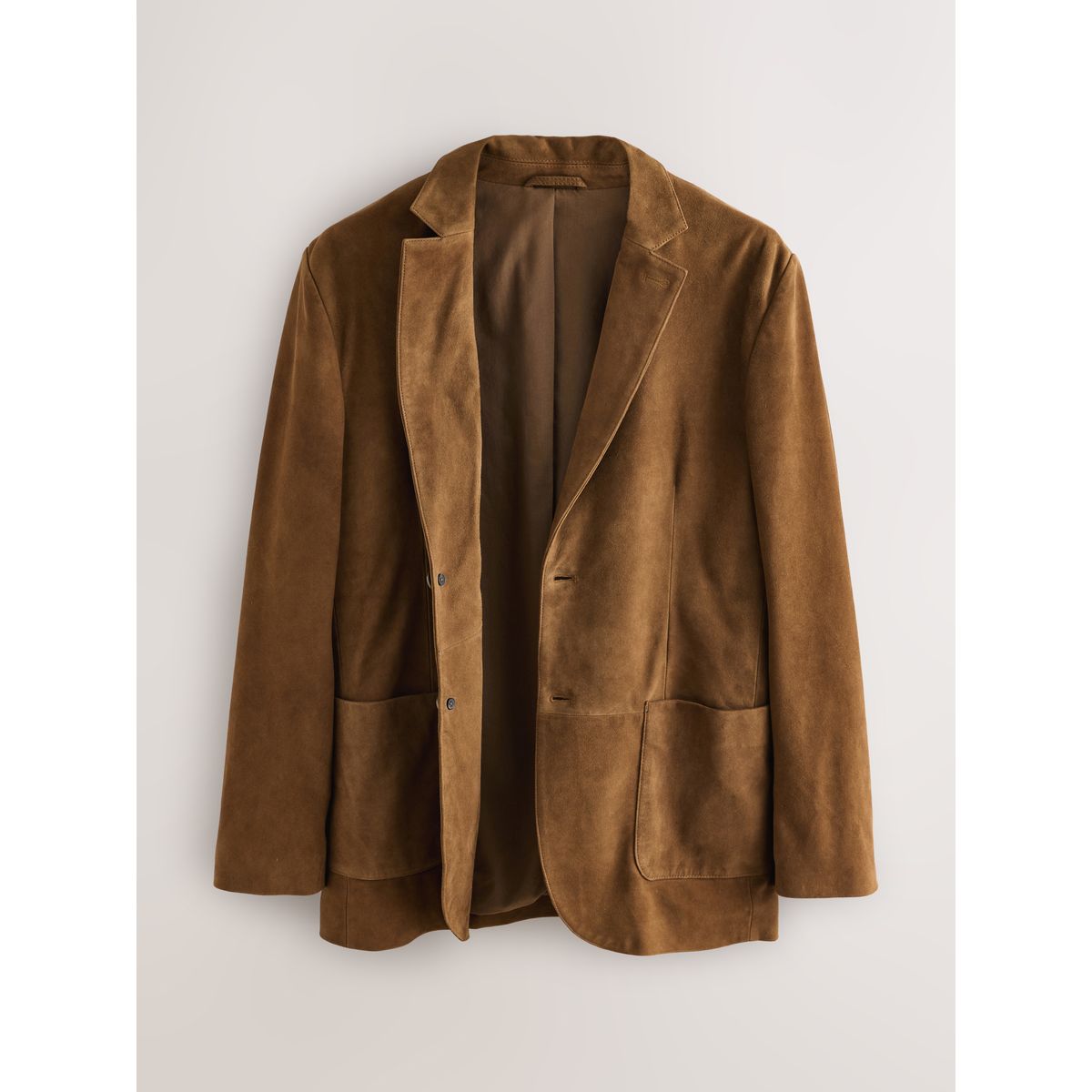 Blazer regular en daim Signature marron fauve, NEXT
