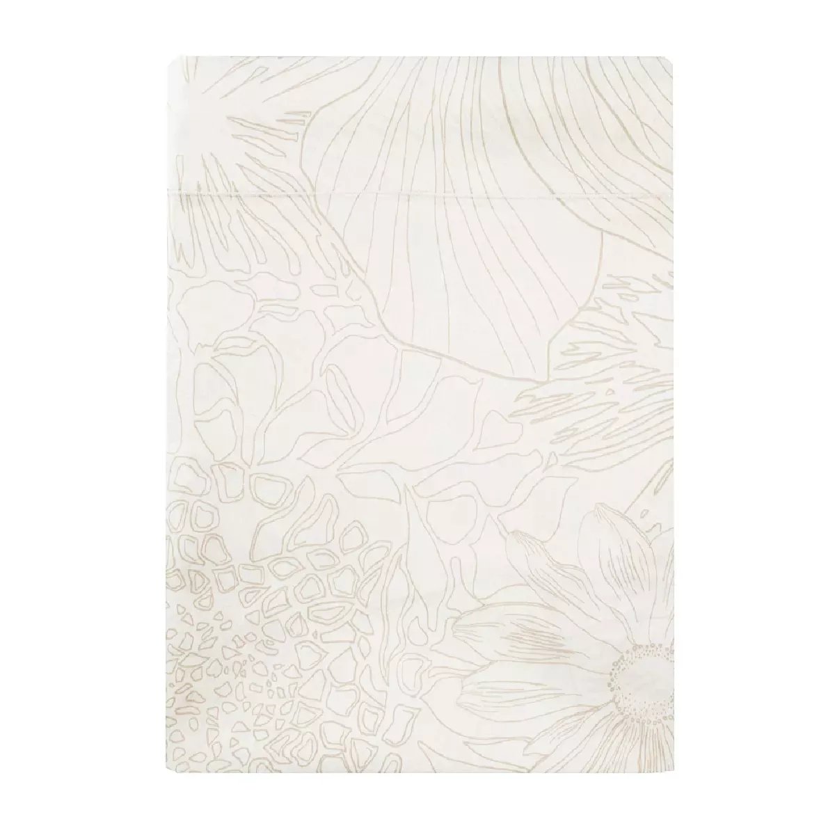 Drap plat satin de coton FLOWER POWER white, GARNIER THIEBAUT