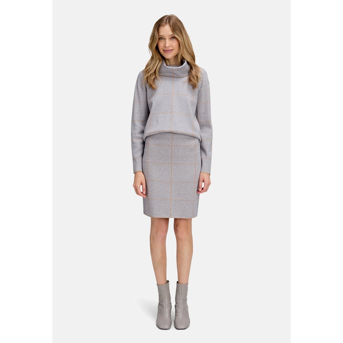 Jupe en maille à motif jacquard patch grey/beige, BETTY BARCLAY