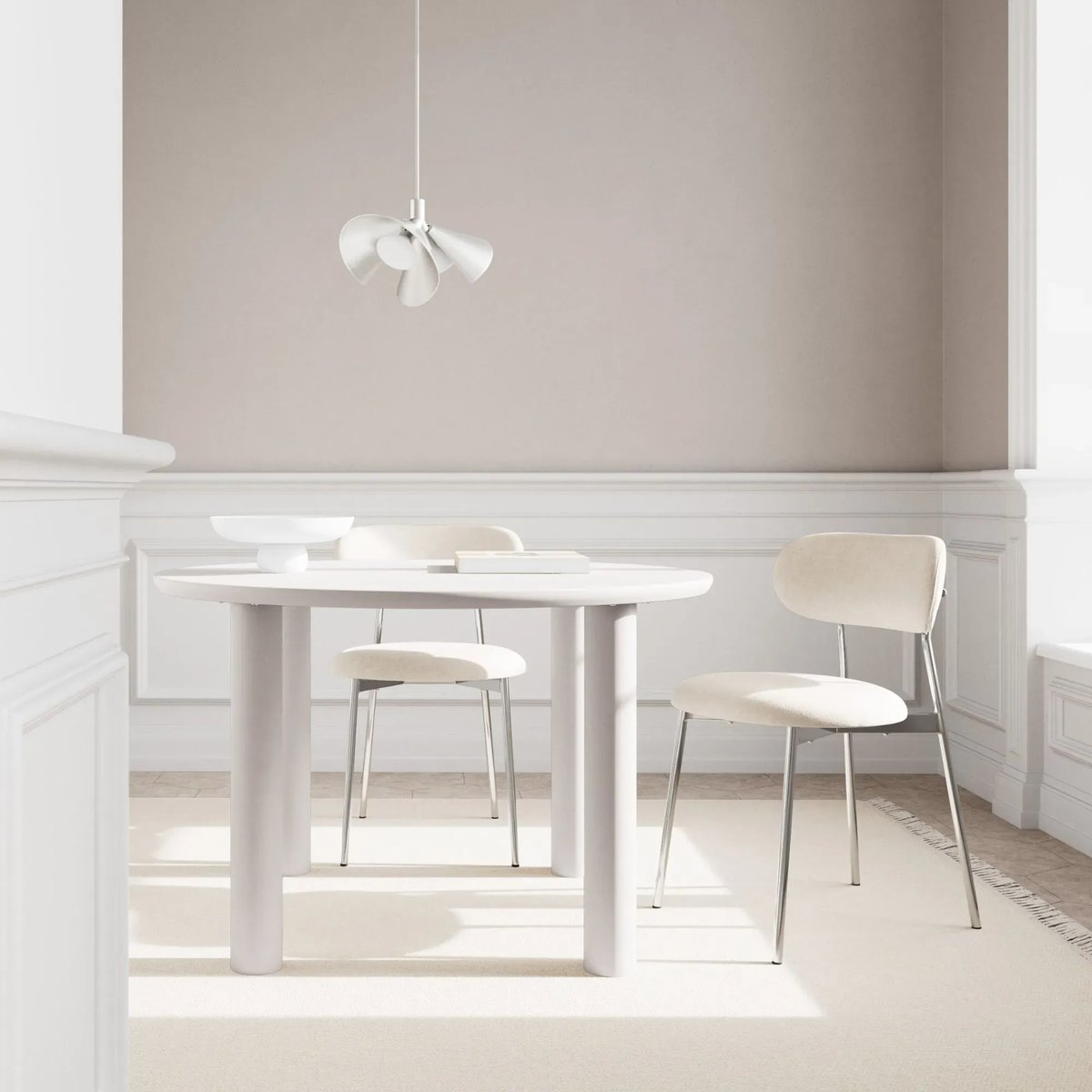 Table à manger ronde design L120 gris 4 places - MAGDA gris, HELLIN, DEPUIS 1862
