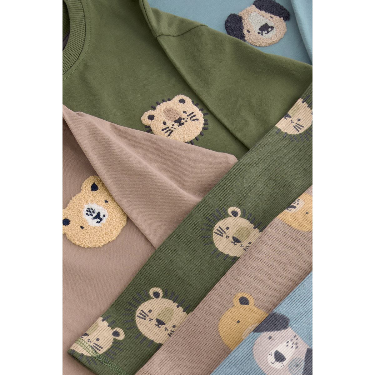 Pyjama côtelé , lot de 3 animal bleu/brun/vert kaki, NEXT