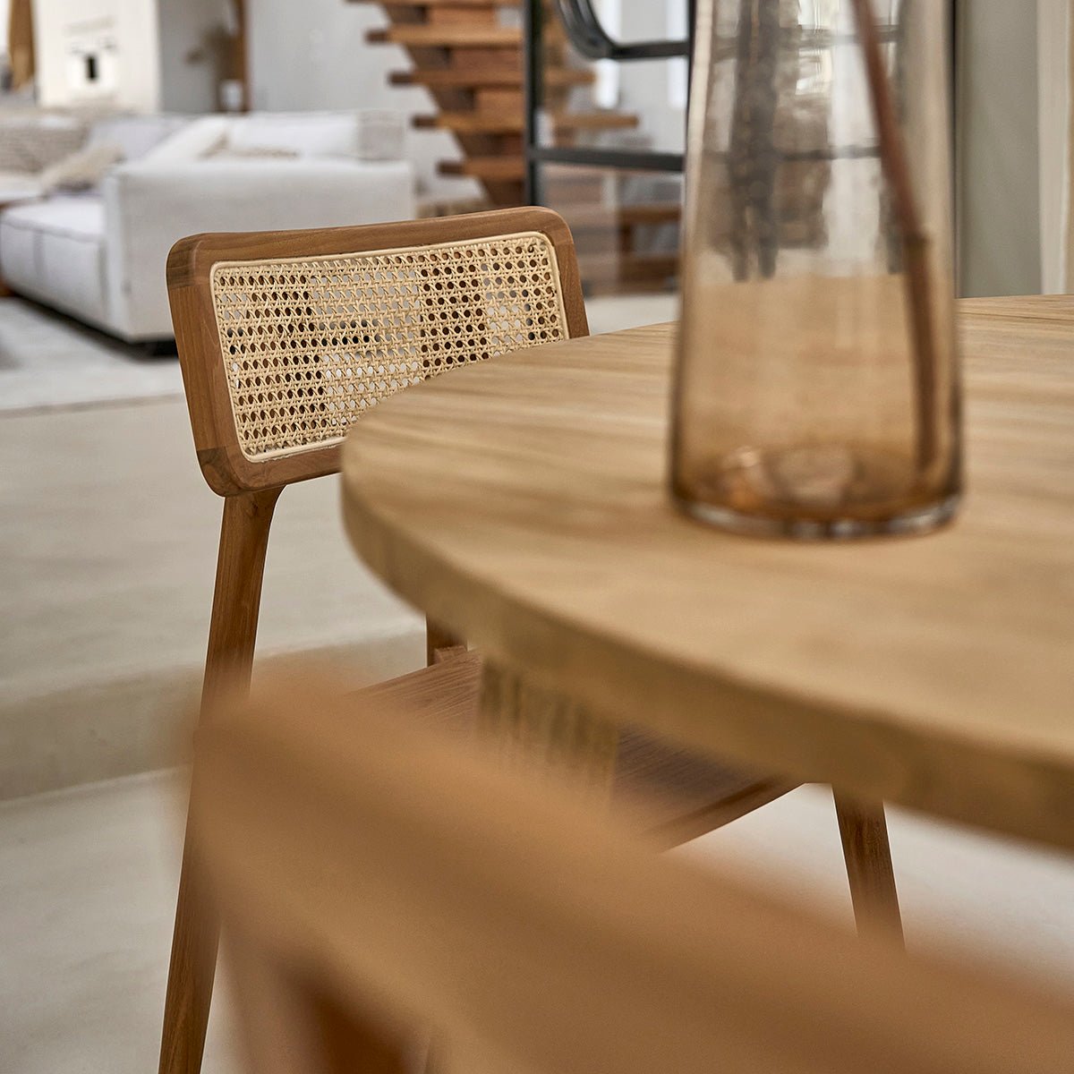 Lot de 2 chaises en teck massif et cannage SIXTINE naturel, BERAH GETAH