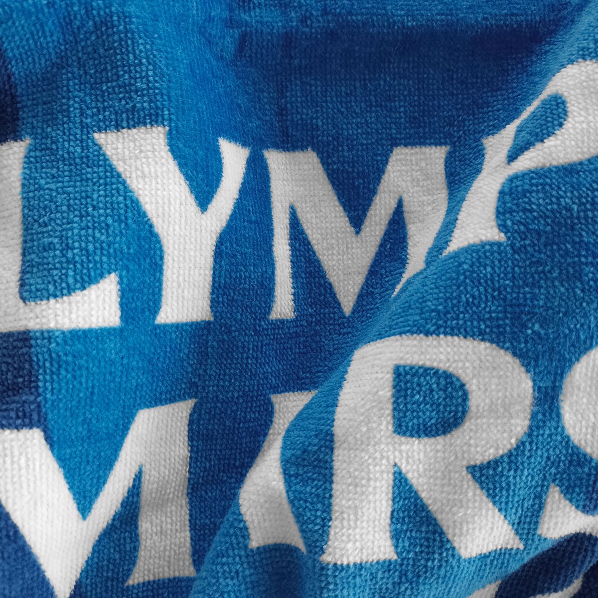 Serviette de bain et de plage imprimé 100% coton, OM MER bleu, OLYMPIQUE DE MARSEILLE