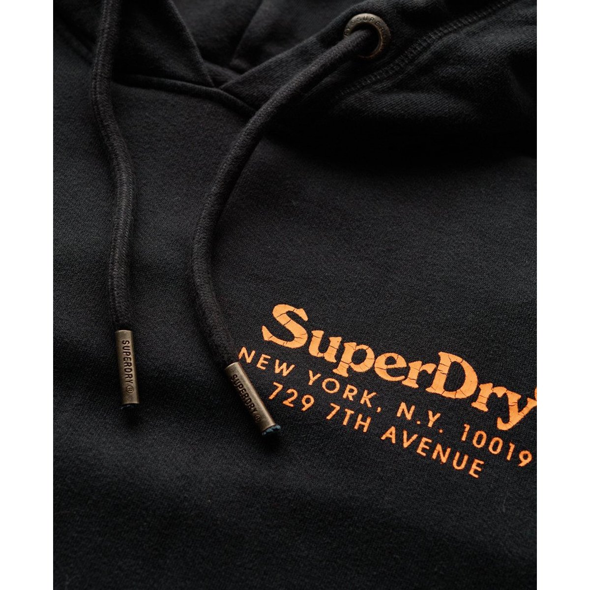 Sweat à capuche à logo ton sur ton Venue noir de jais, SUPERDRY