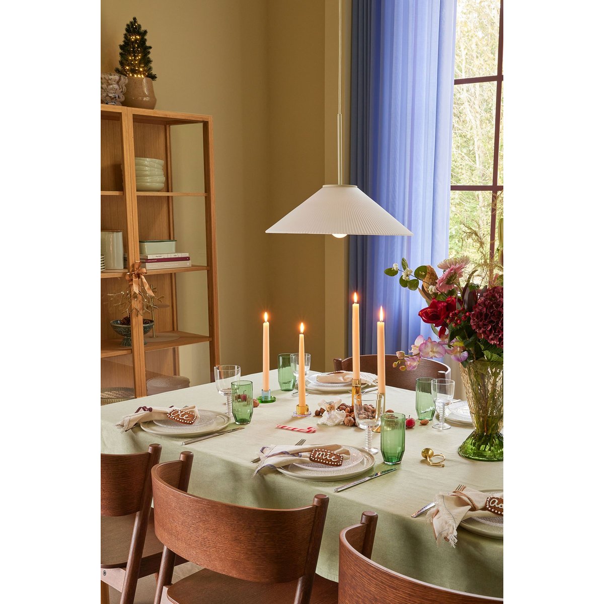 Bougeoir en cristal ASTRA bleu/vert, HUBSCH