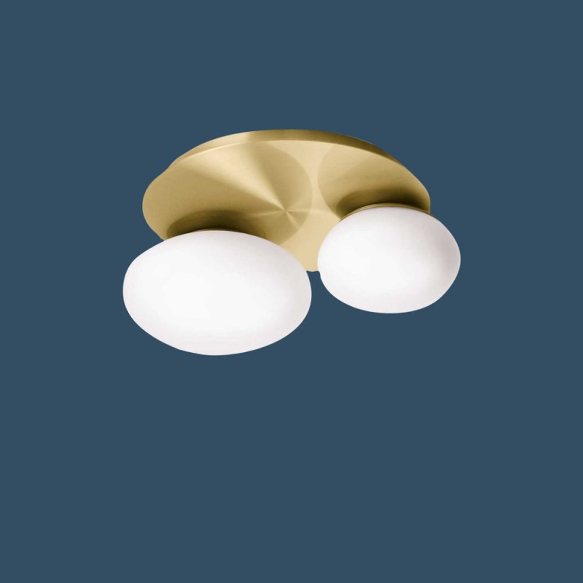 Plafonnier Ninfea En Laiton Et 2 Globes Verre doré, MILLUMINE