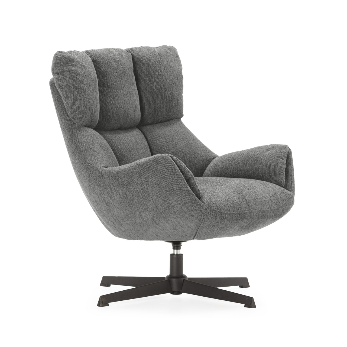 Fauteuil en tissu matelassé avec pieds en métal noir H89 cm - ODETTE gris, CALICOSY