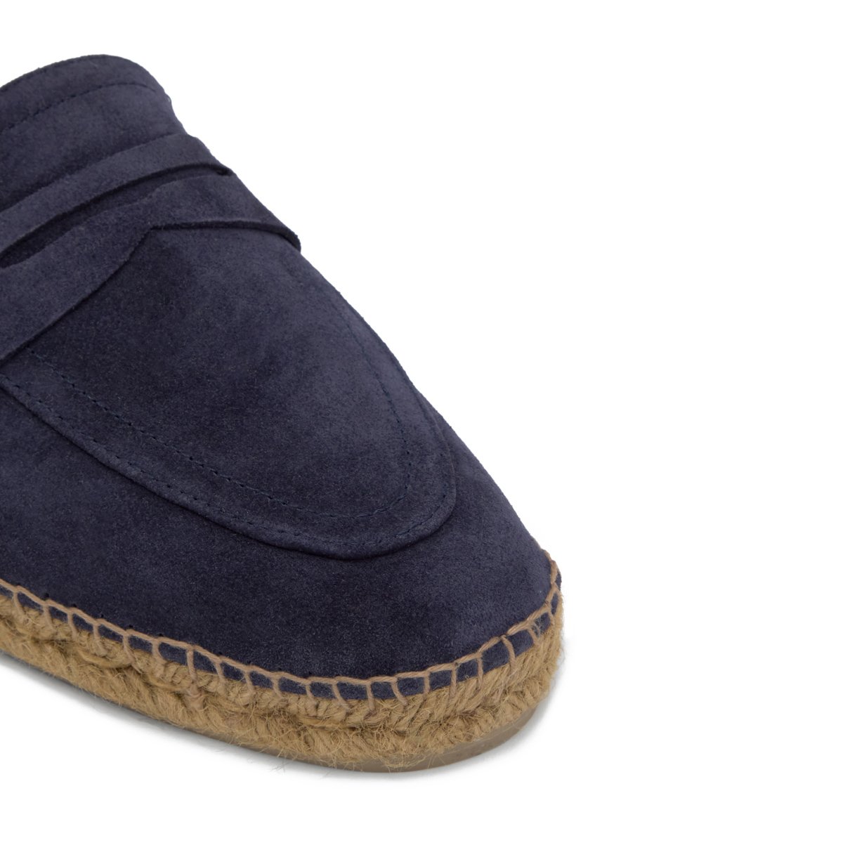 Espadrilles mocassin ouvertes en cuir NANDO PLATFORM bleu foncé, CASTANER