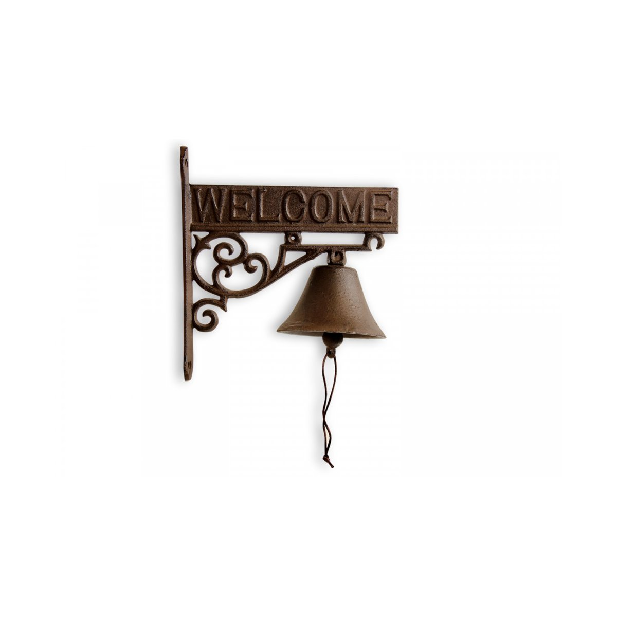 Cloche Welcome Fonte Marron 21.5x11x23cm marron, DECORATION D’AUTREFOIS