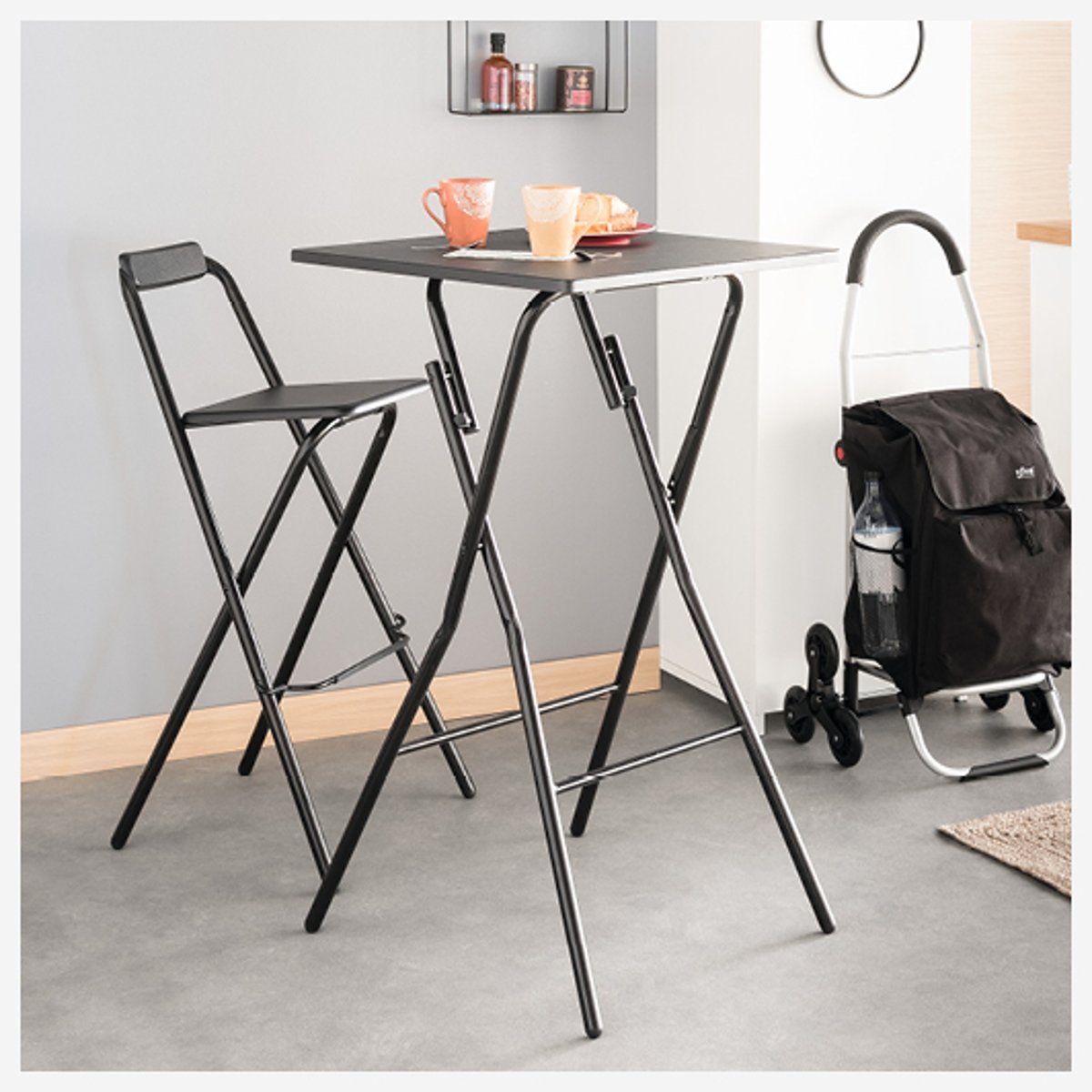 Chaise de bar en acier pliable FLEXY noir, 5FIVE SIMPLY SMART