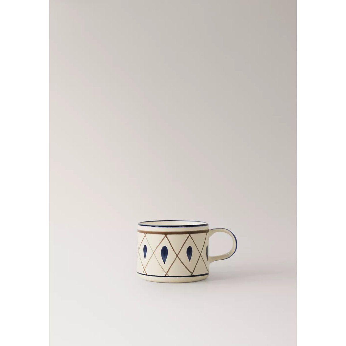 Tasse en grès dessin peint à la main bleu électrique, MANGO HOME