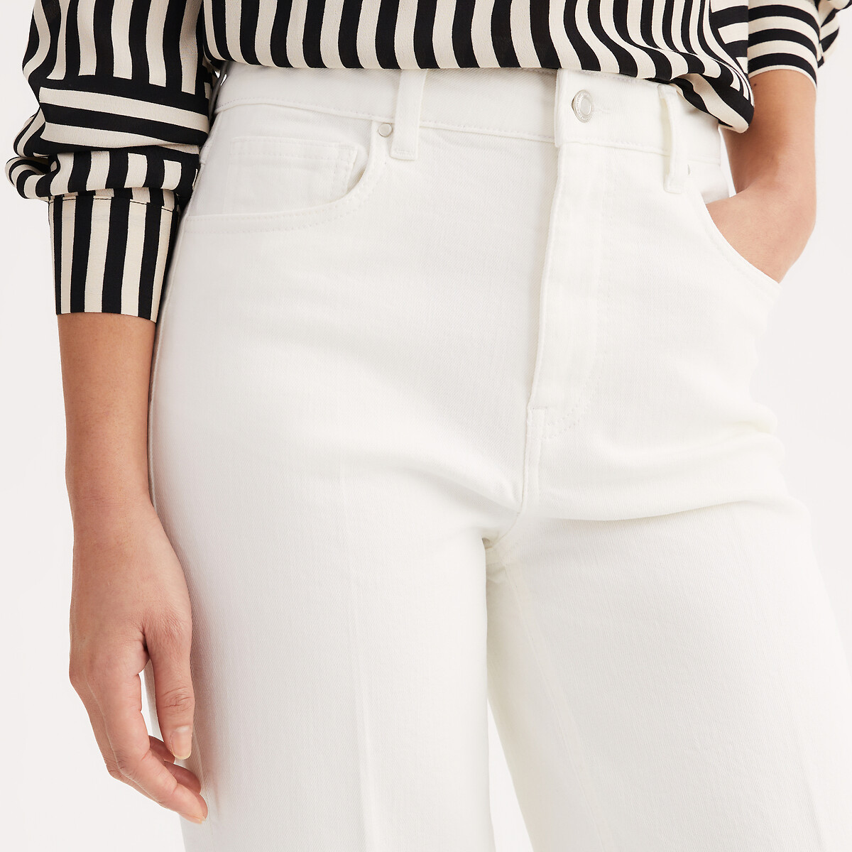 Verkorte wijde jeans denim wit, ANNE WEYBURN