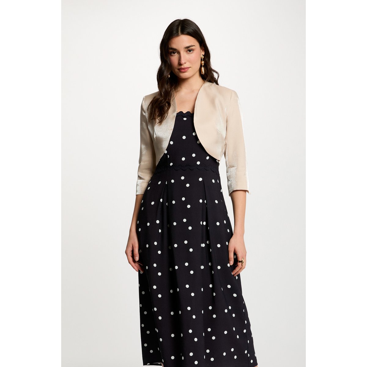 Boléro ajusté manches 3/4 beige clair, MORGAN