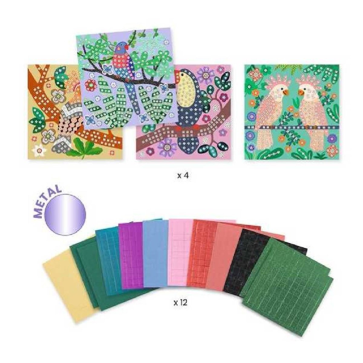 Mosaïques Canopée 4 tableaux couleur unique, DJECO