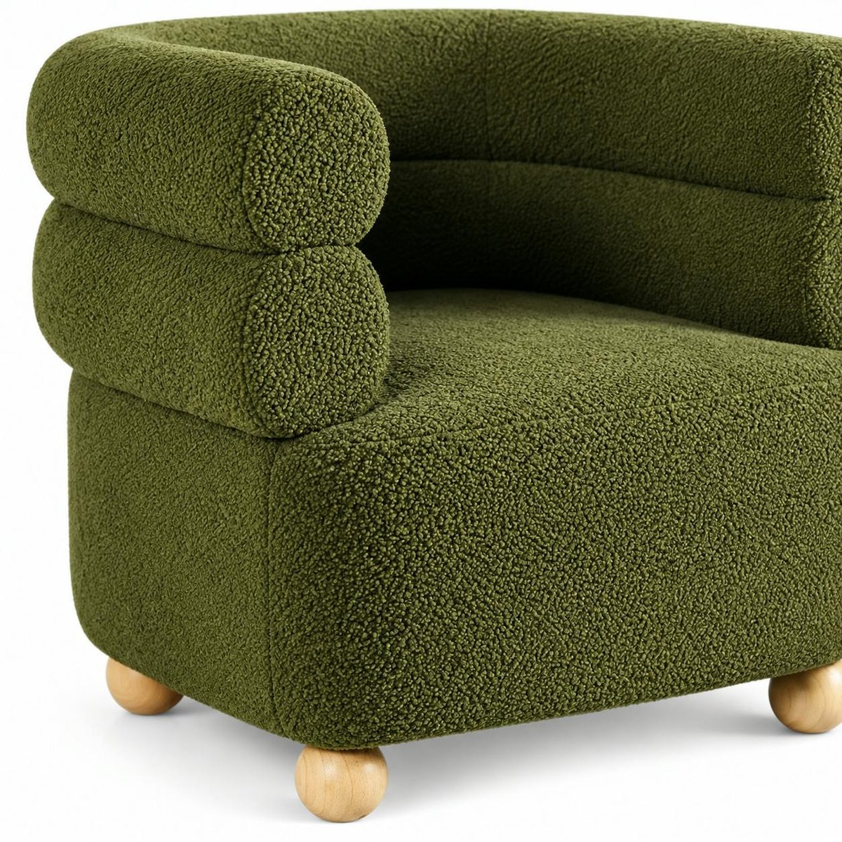 Fauteuil cabriolet tissu bouclette IENA vert, PIER IMPORT