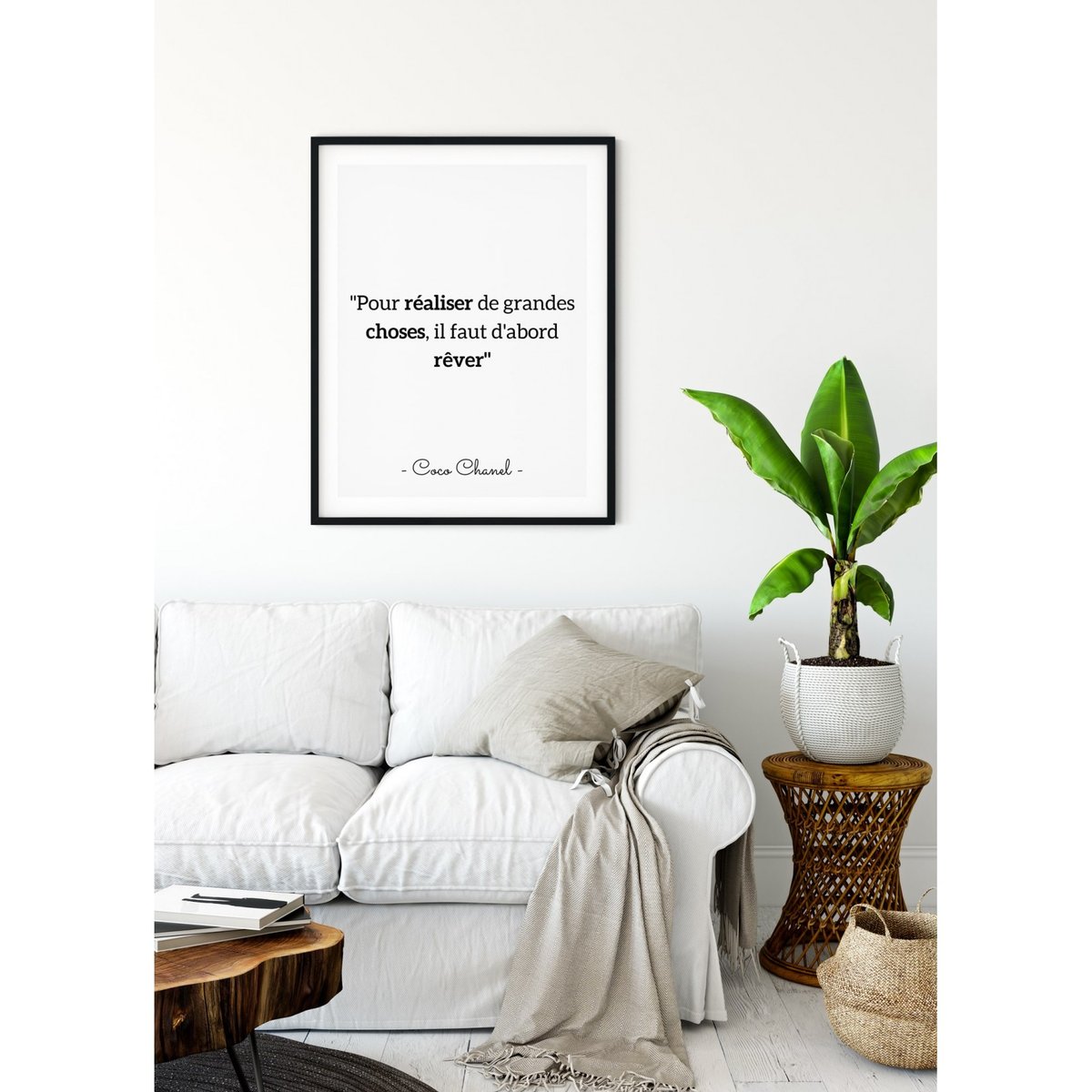 Affiche Coco Chanel : 'Pour réaliser de grandes choses ...' blanc, L'AFFICHERIE