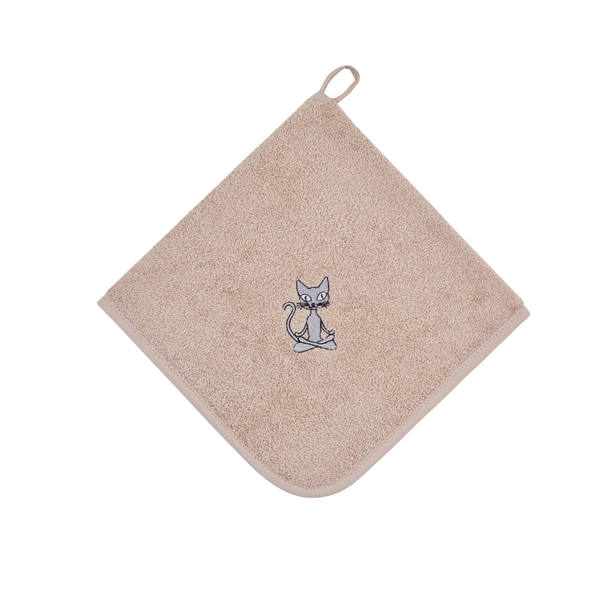 Lot de 3 torchons carrés en éponge coton YOGI CAT sable, SENSEI MAISON