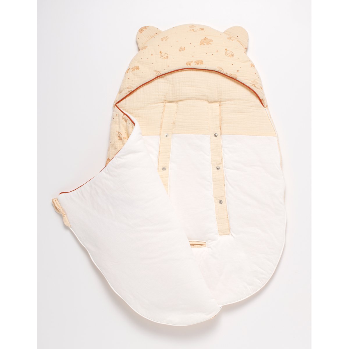 Nid d'ange gaze de coton 5 attaches beige, SAUTHON