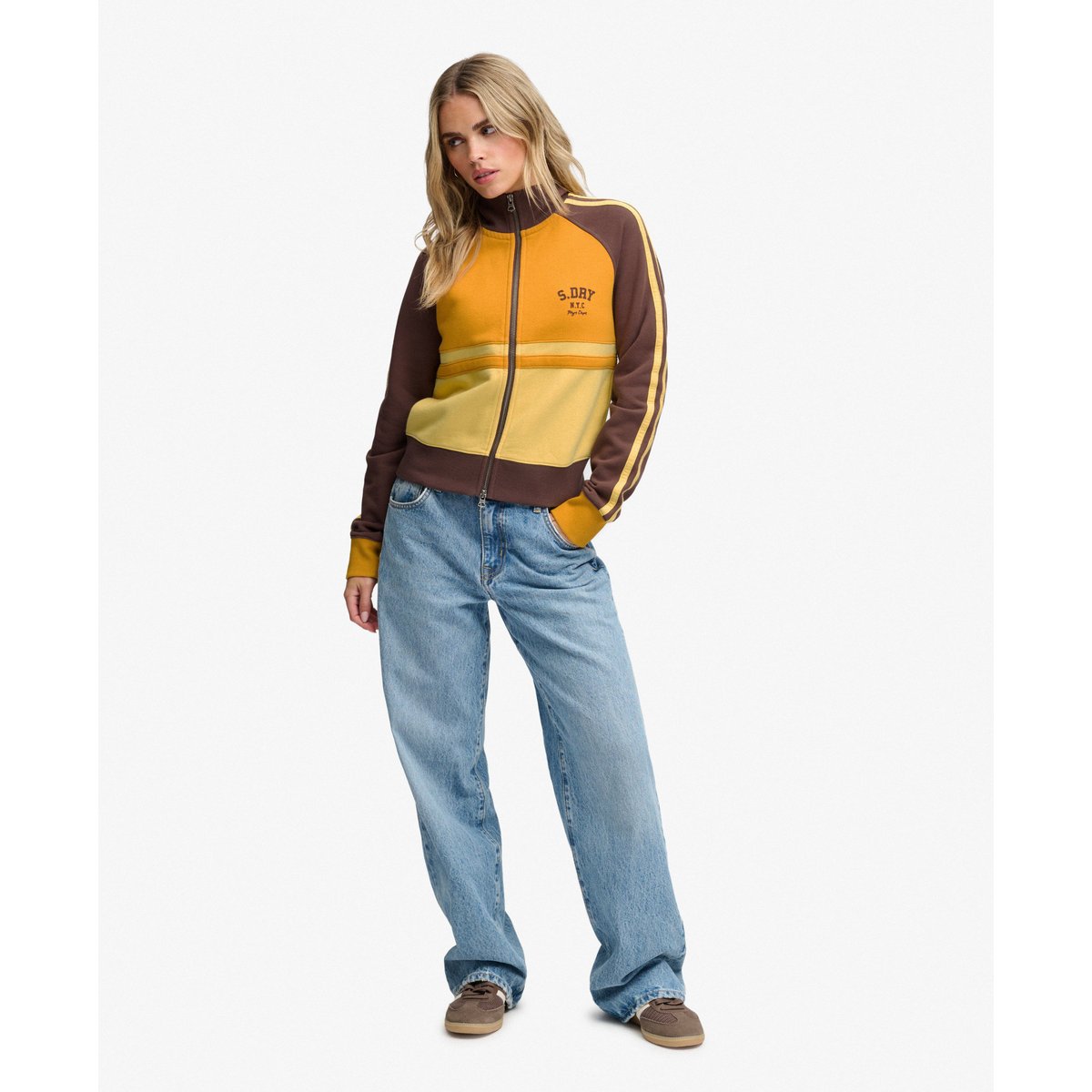 Veste de Survêtement Cult Coupe Décontractée brun café/jaune côtier, SUPERDRY