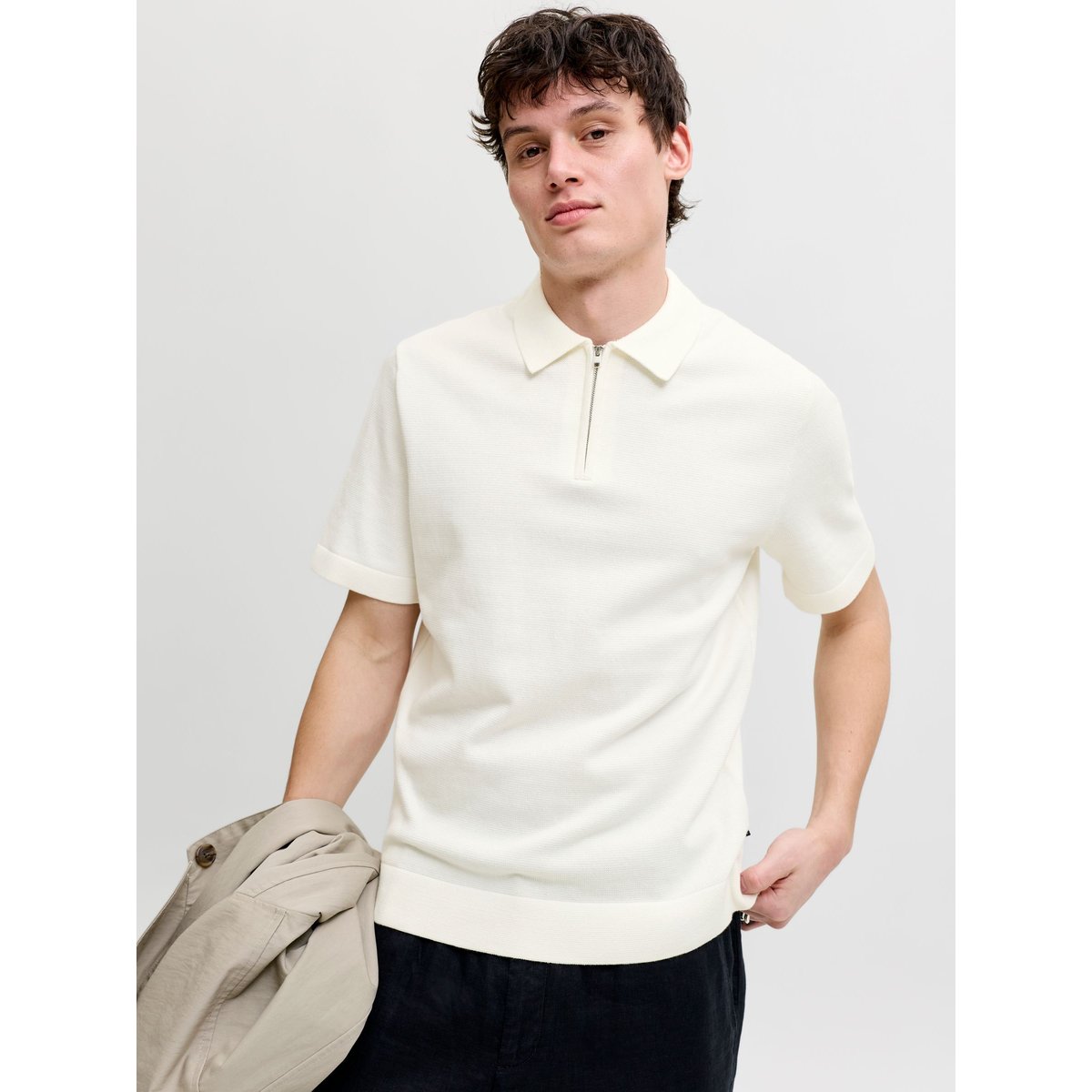 Polo Tricoté blanche - cloud dancer 1, JACK & JONES