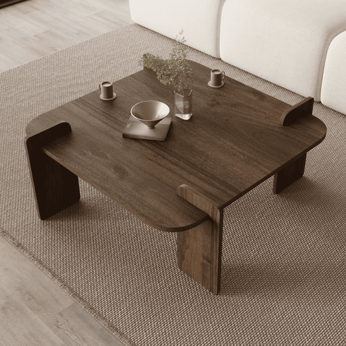 Table basse carrée NOMA noyer, CALICOSY