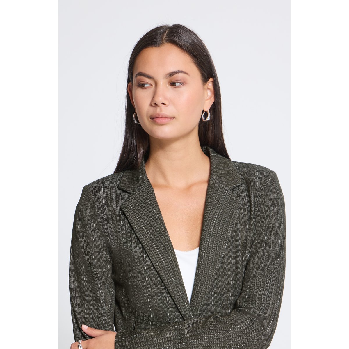 Blazer vert rosin jacquard stripe, ICHI
