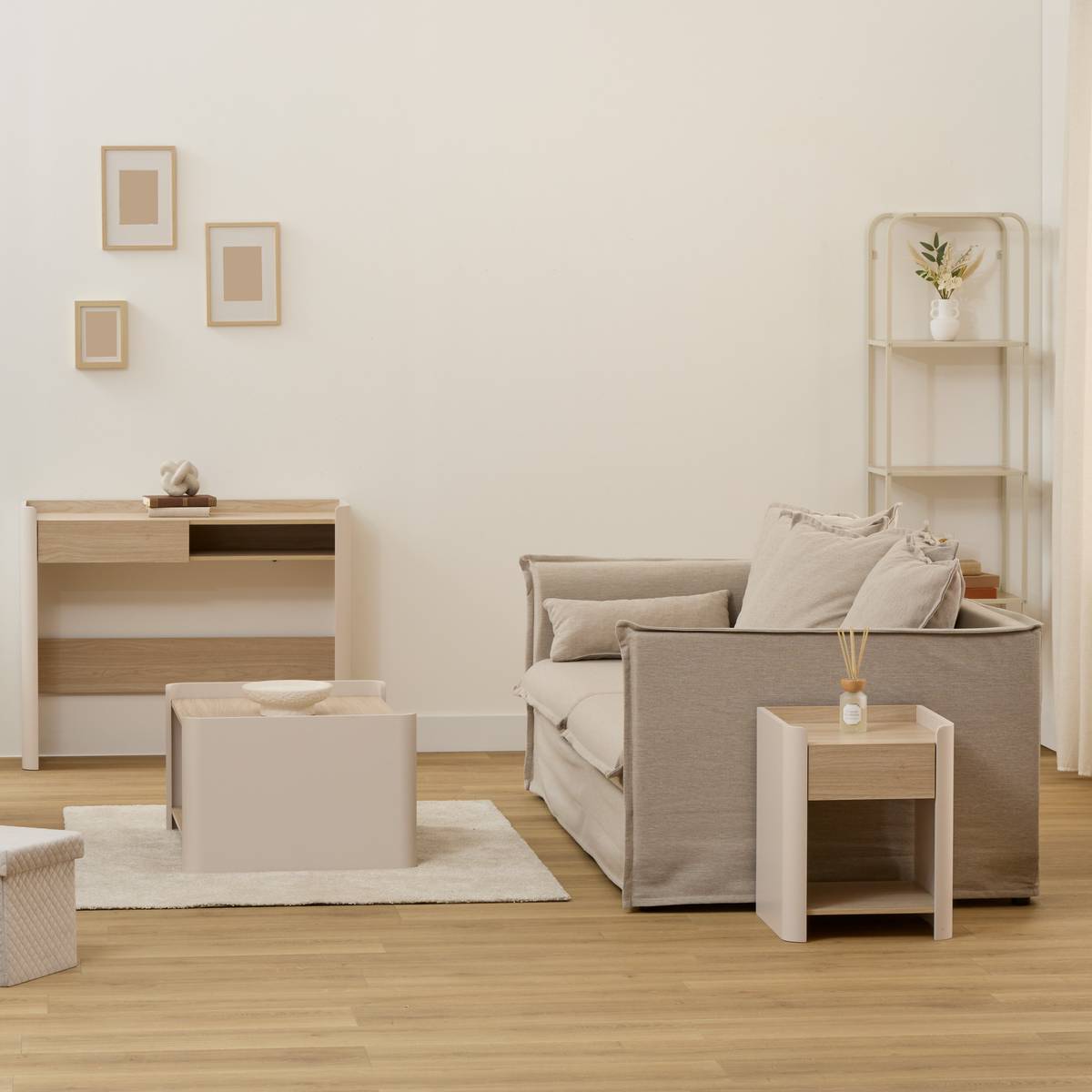 Table basse 2 niveaux ROUNDY ivoire, 5FIVE SIMPLY SMART