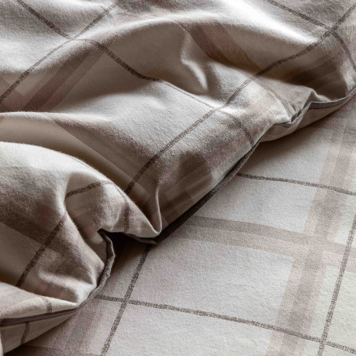Woodrow Check Brushed Cotton Duvet Cover and Pillowcase Set natural, ÉDITÉ
