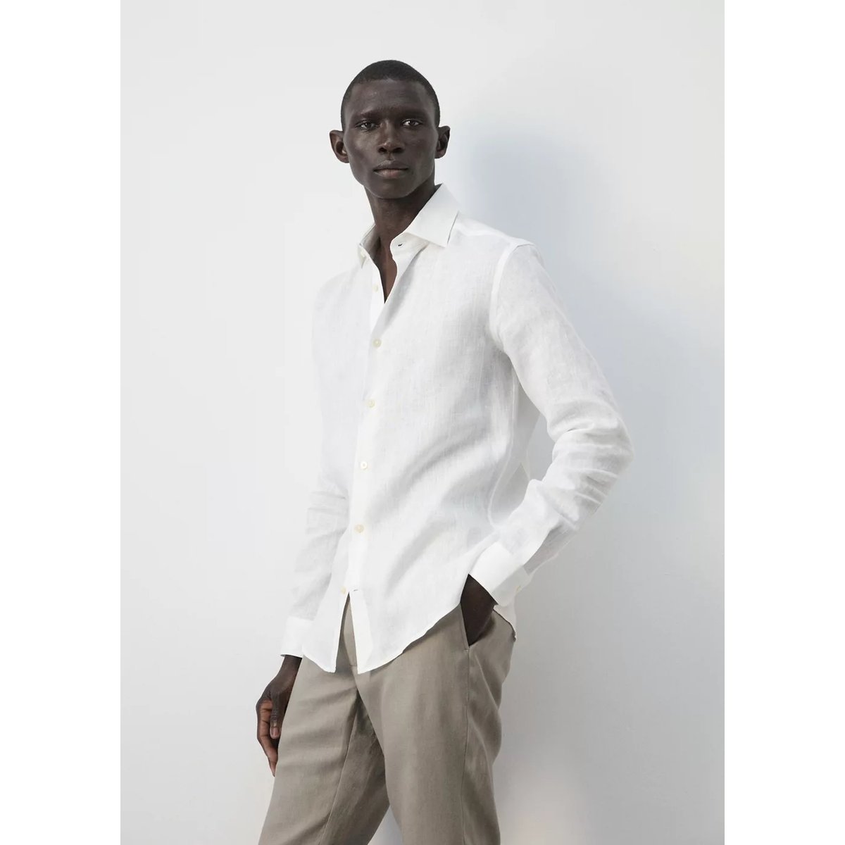 Chemise slim-fit 100 % lin blanc, MANGO MAN