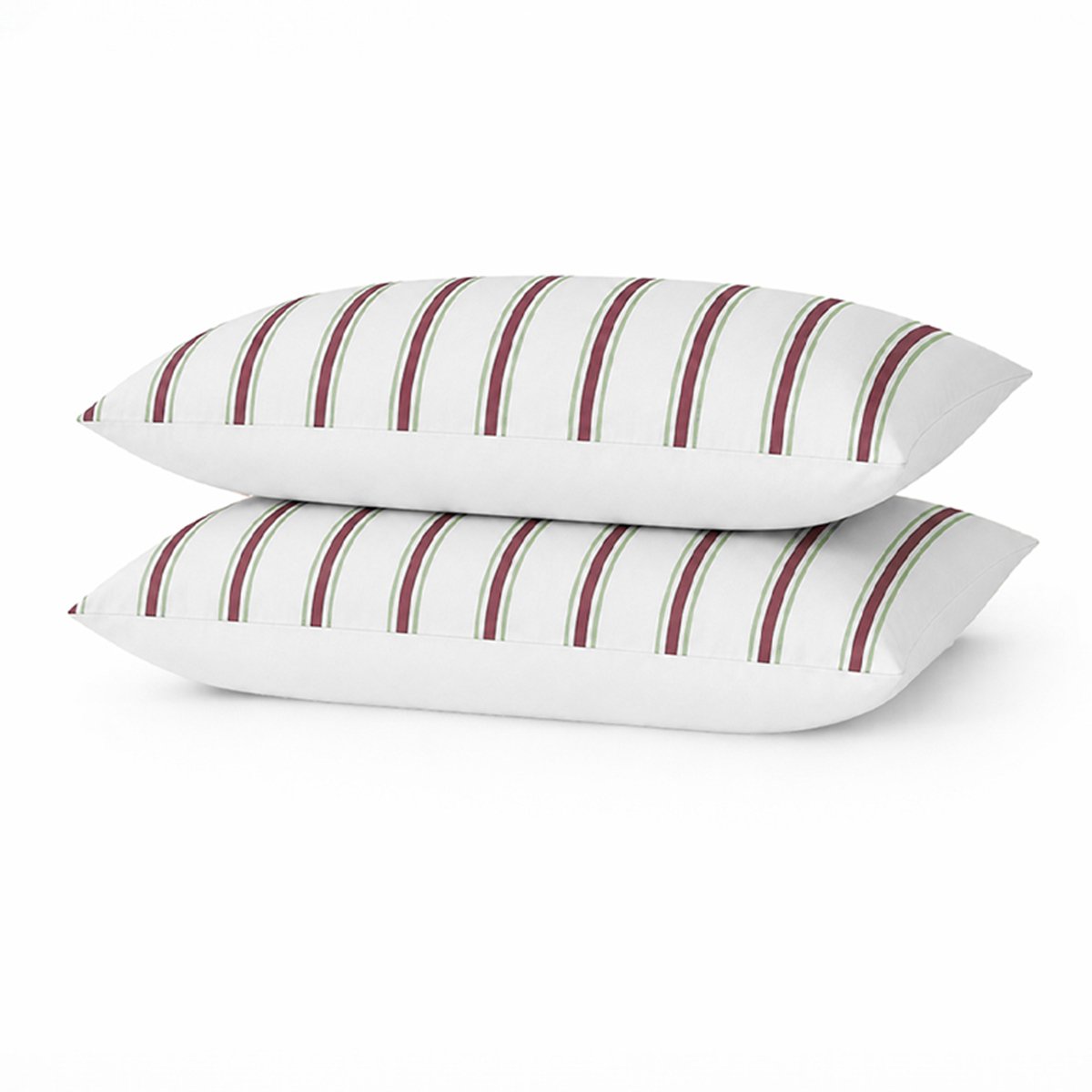 Lot de 2 taies d’oreiller imprimées en percale de coton bio, LA RAYURE BICOLORE violet, A DEMAIN
