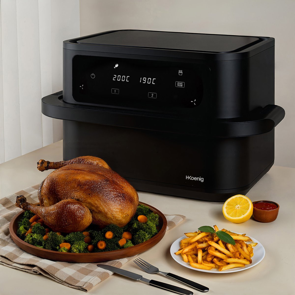 Friteuse sans huile grand bac - FRY960 noir, H.KOENIG