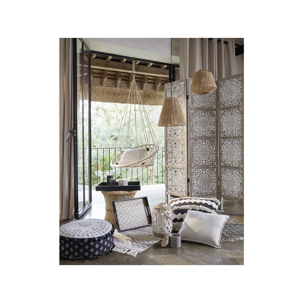 Suspension corde tressée JILY beige, ATMOSPHERA