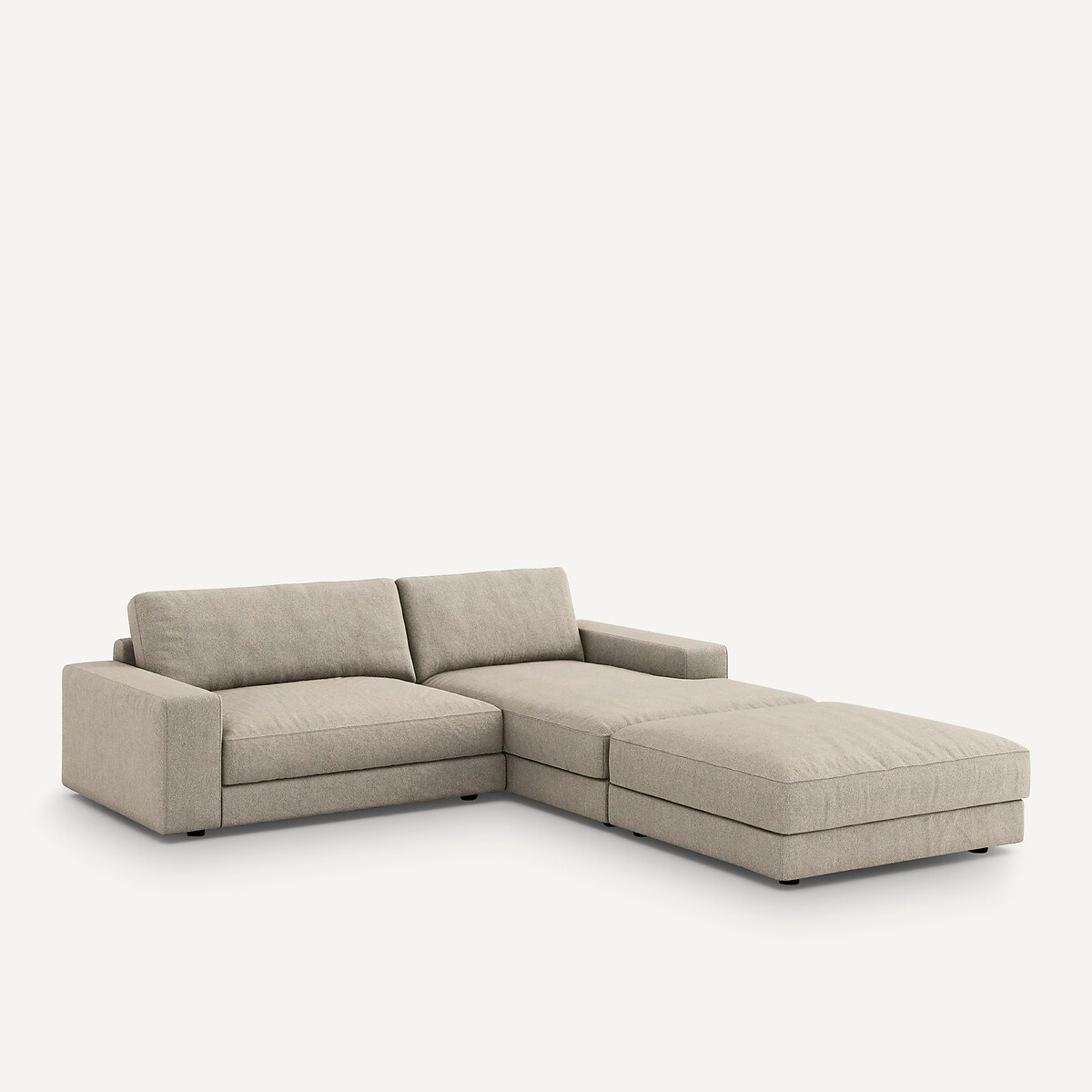 Canapé d'angle texturé en viscose et lin, Skander naturel, AM.PM