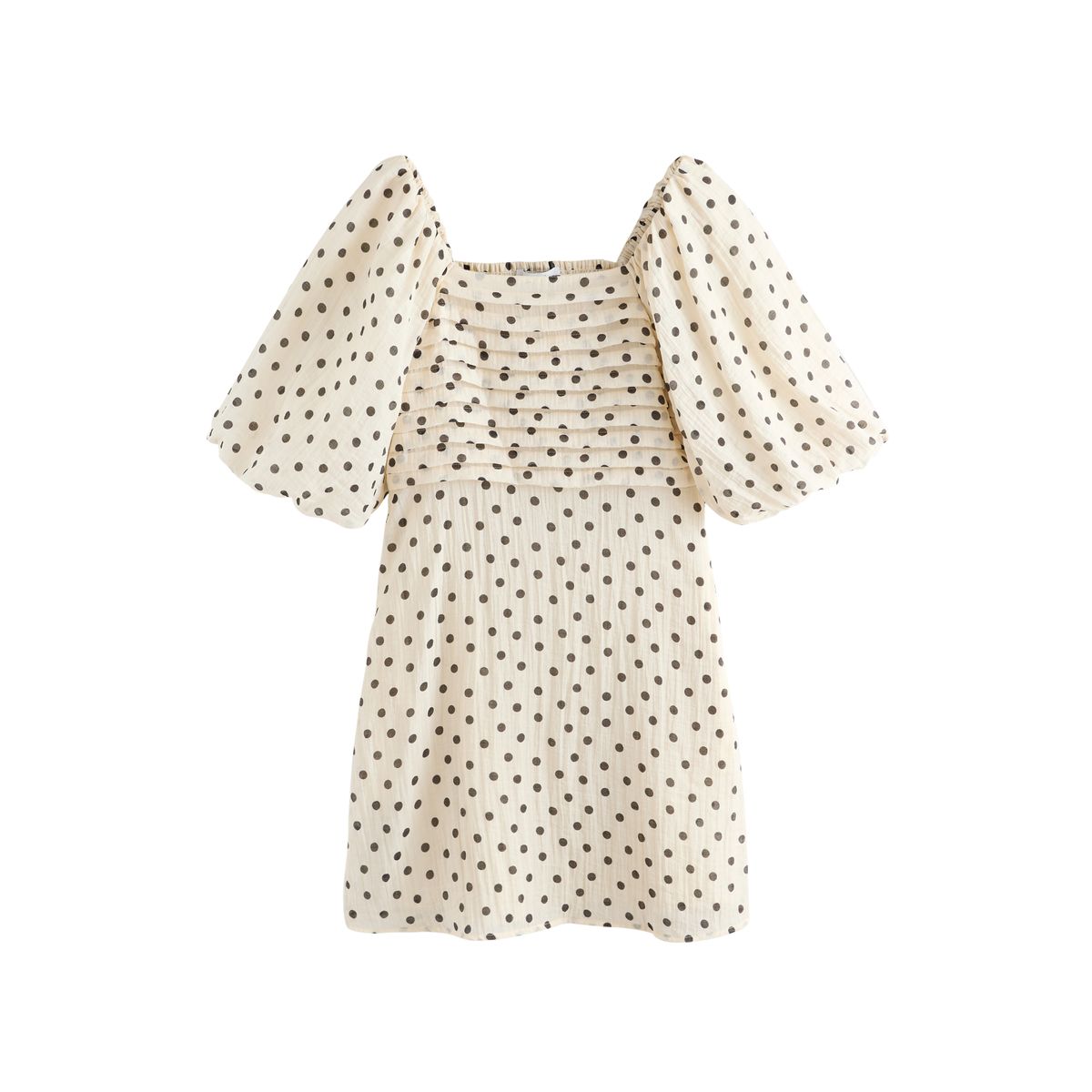 Robe courte à manches bouffantes pois monochromes, NEXT