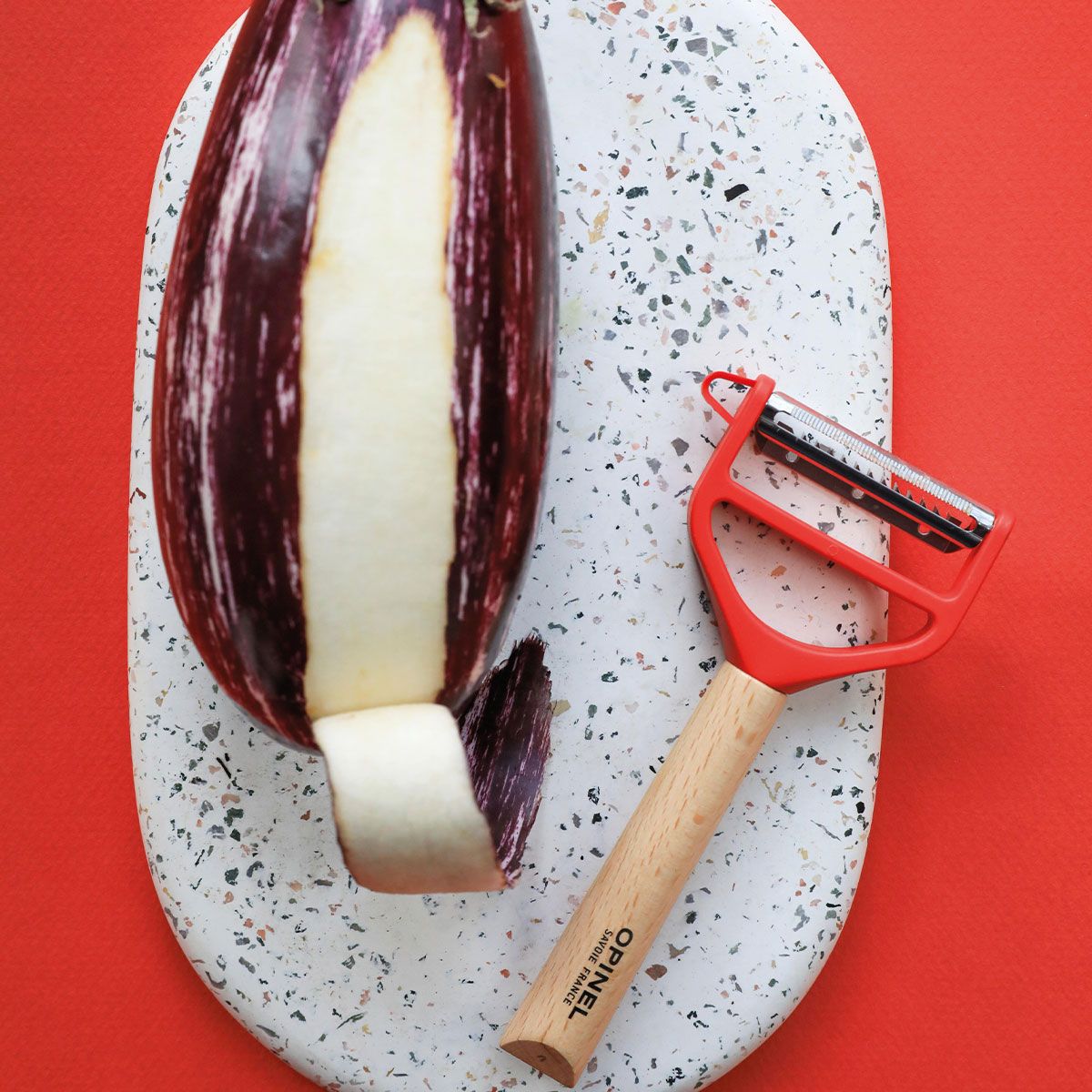 Eplucheur Tduo bois rouge couleur unique, OPINEL