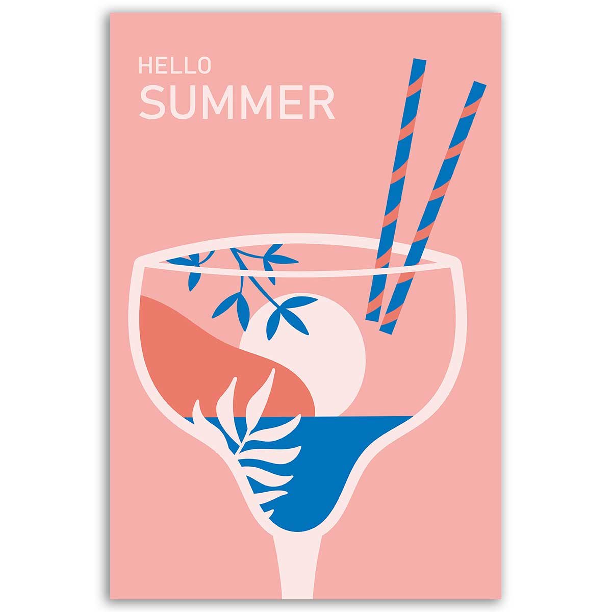 Tableau cocktail Hello Summer toile imprimée, HEXOA