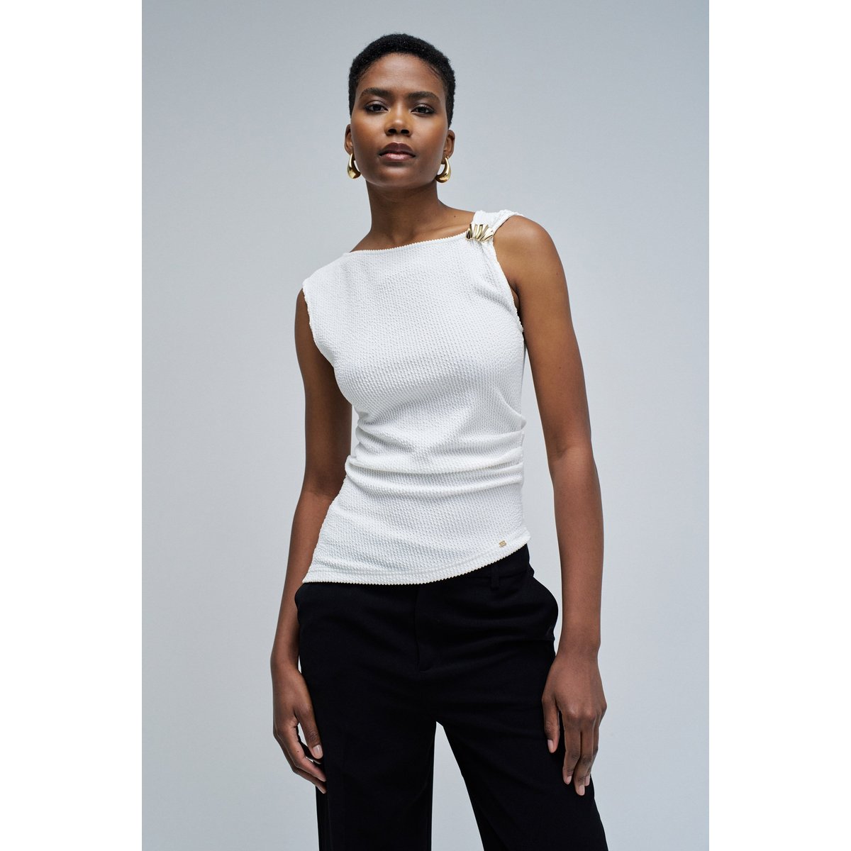 HAUT ASYMÉTRIQUE blanc, SALSA JEANS
