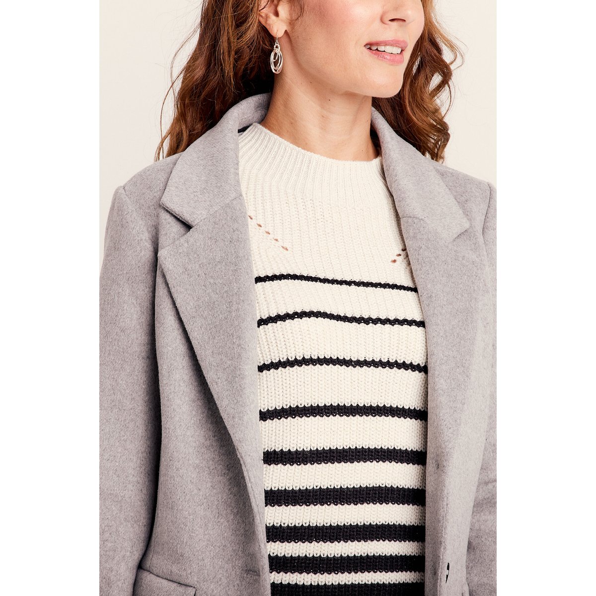 Manteau droit à capuche gris clair, BREAL