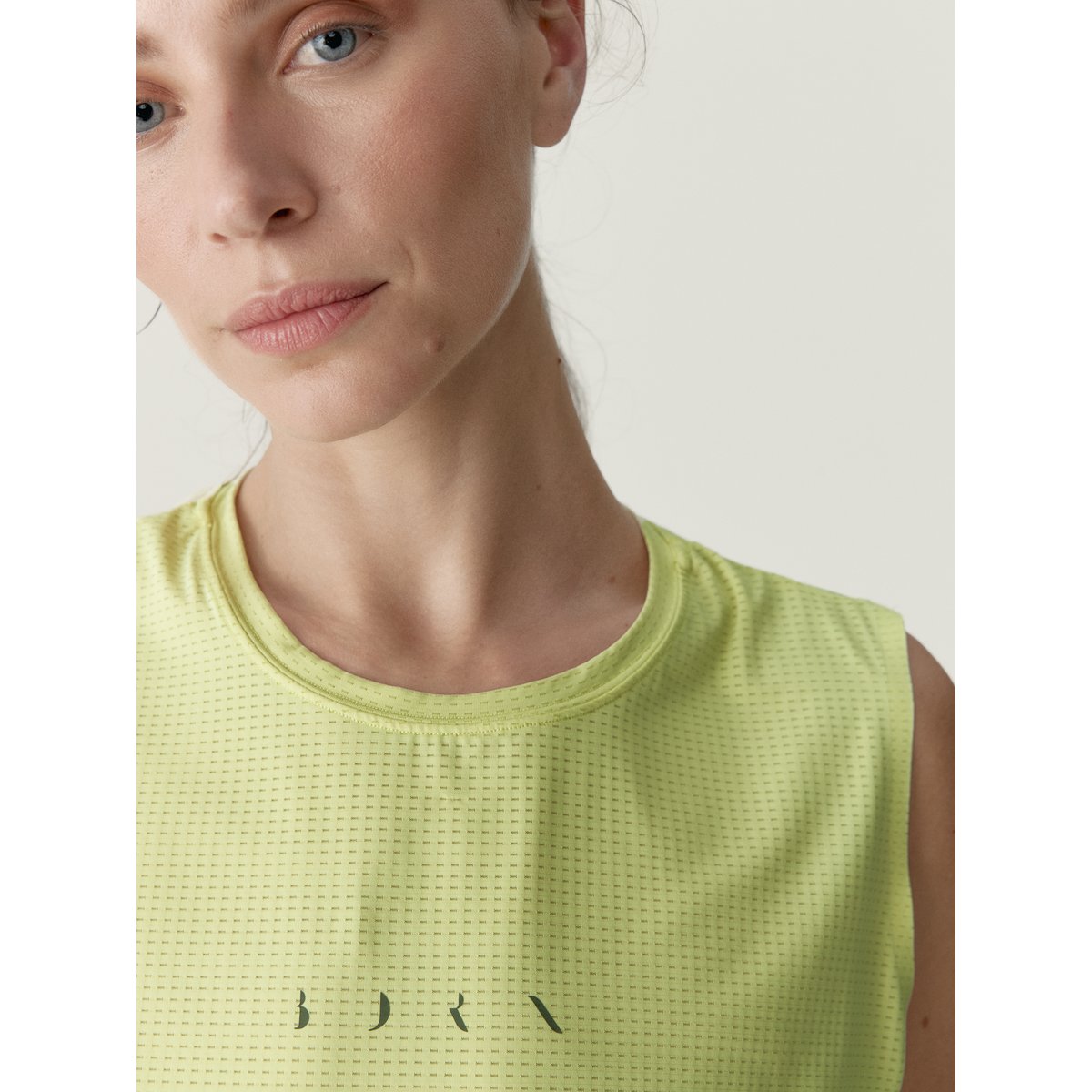 T-shirt de sport femme Nyx Sans manches détails réfléchissants jaune citron, BORN