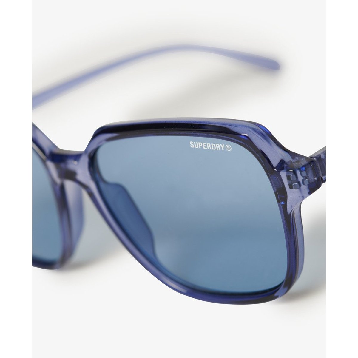 Lunettes de soleil carrées oversize bleu indigo/verres bleus, SUPERDRY