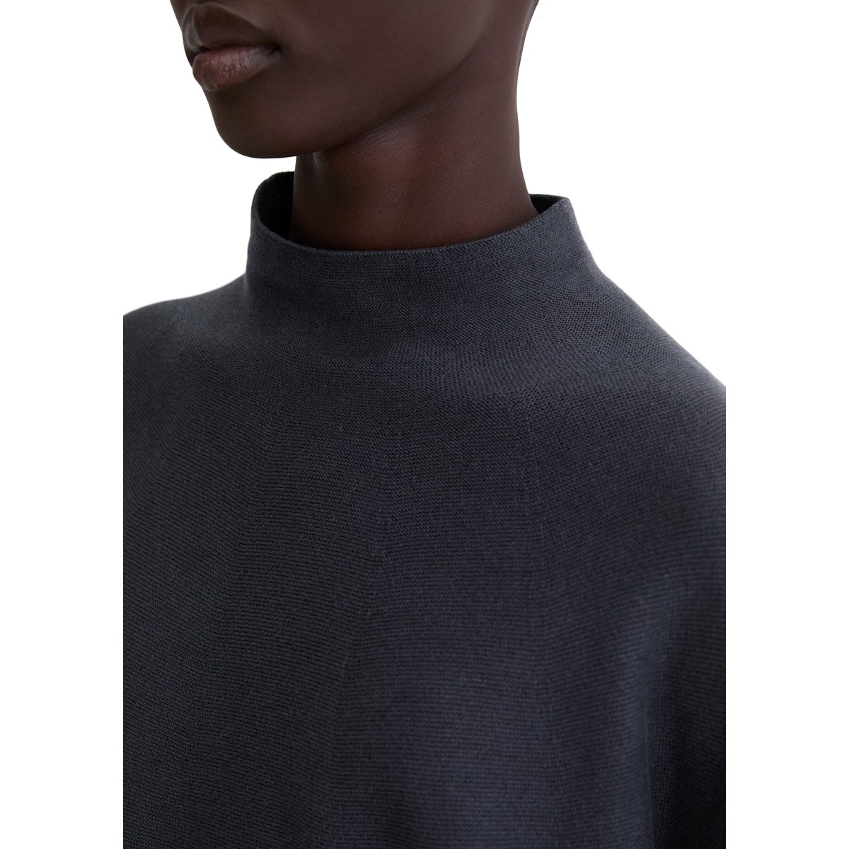 Pull-over seamless loose en coton bio doux bleu foncé, MARC O'POLO