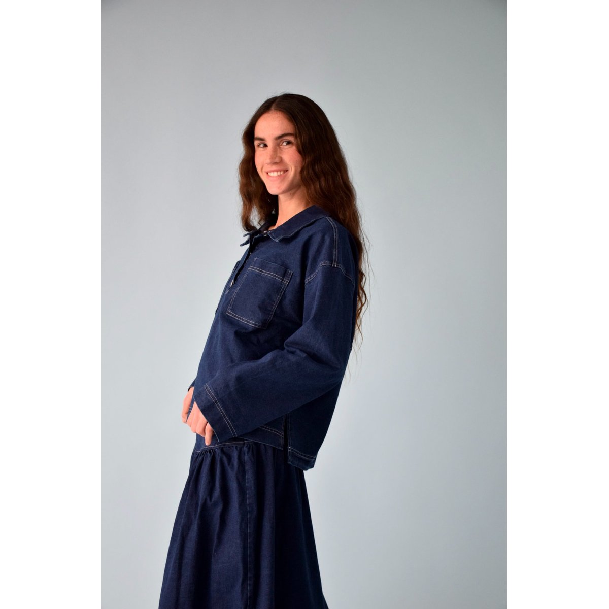 Polo en jean manches longues NOA denim, MINDTRAVELER