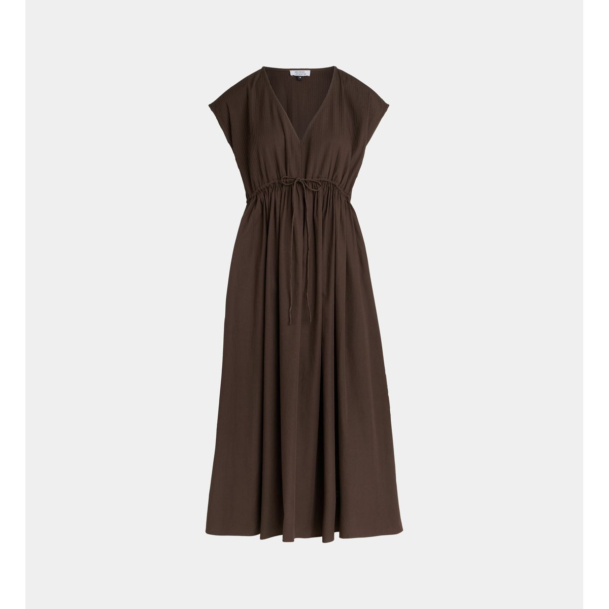 Robe déesse évasée mi-longue en coton marron chocolat, GALERIES LAFAYETTE
