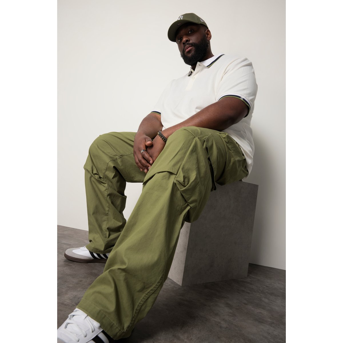 Pantalon cargo, taille élastique vert kaki, STHUGE