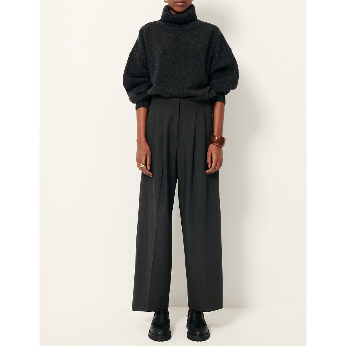 Hojiki Straight Trousers grey, SESSUN