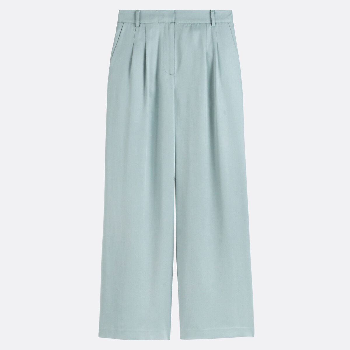Lyocell Wide Leg Trousers with Pleat Front grey-green, LA REDOUTE COLLECTIONS