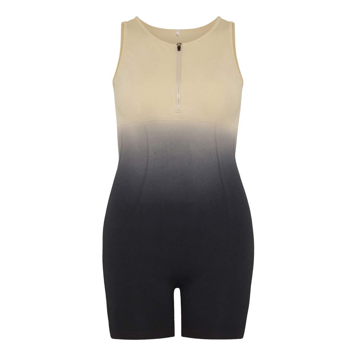 Combinaison de sport femme Yume effet gainant beige colombe/noir, BORN
