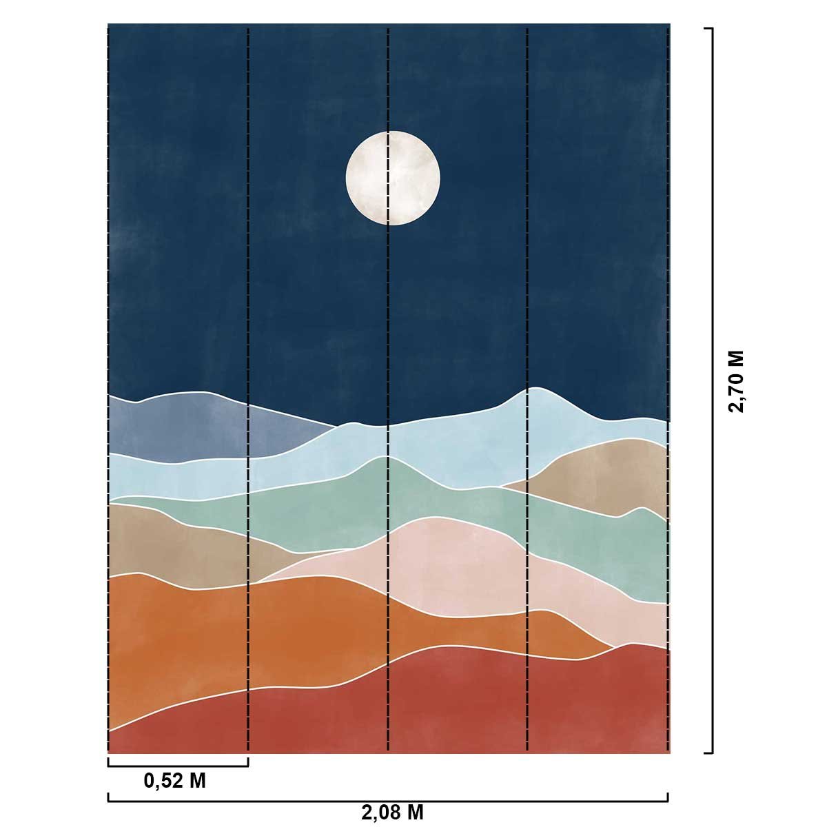 Papier peint lune bleu intissé, HEXOA